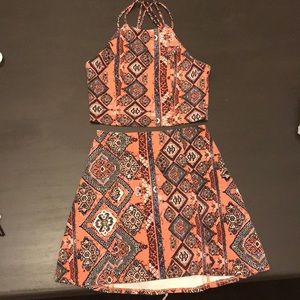 2 piece skirt and crop top set